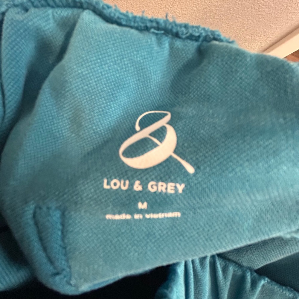 Lou & Grey Womens Teal Blue Soft Knit Wide Leg Drawstring Lounge Pants Size M - Picture 3 of 6